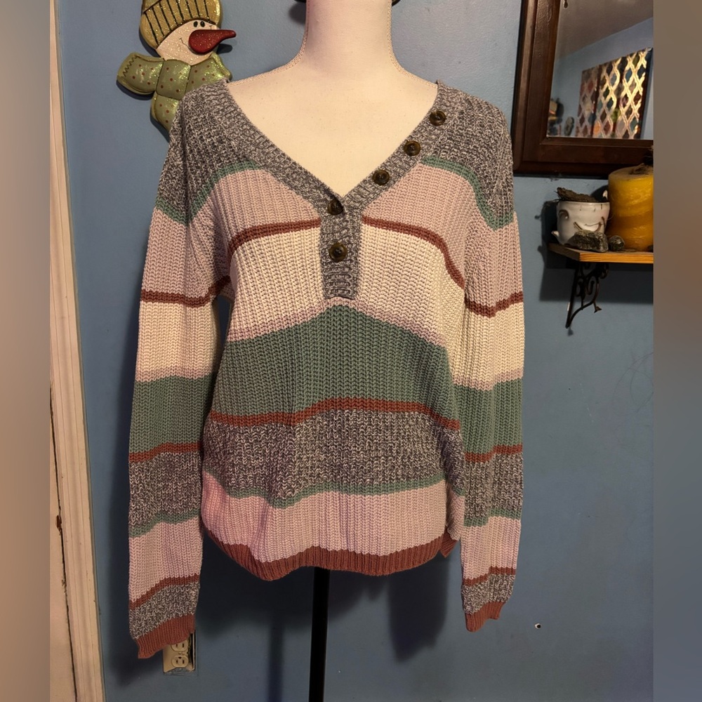 Maurice’s, Striped, V-Neck, Sweater